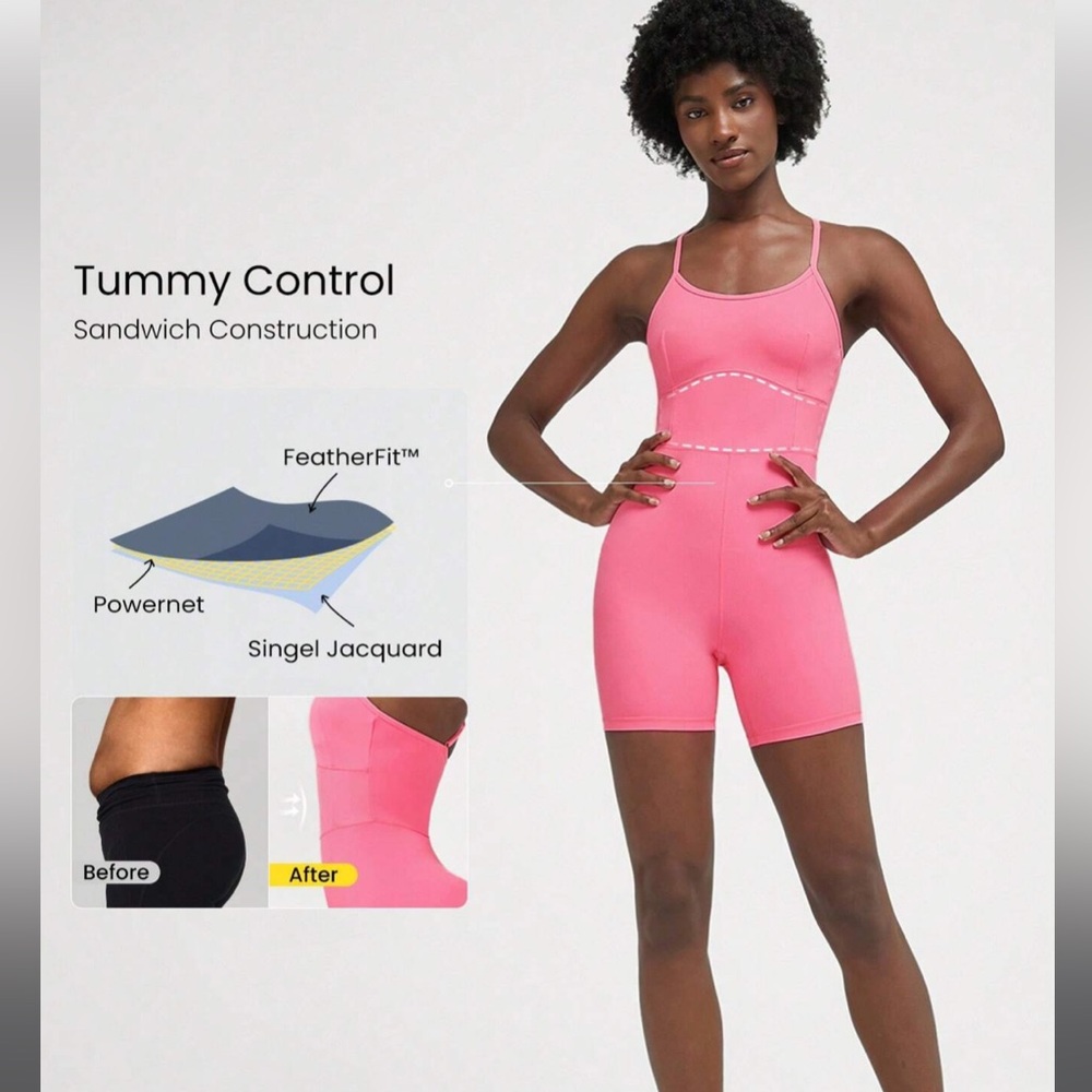 XXL GLOWMODE 6" FeatherFit™ like green neon Tummy Control Jumpsuit by Shein - Picture 11 of 16